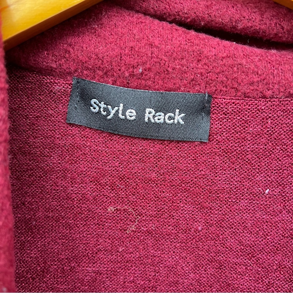 Style Rack Burgundy Red Wool Like Cowl Neck Button Sweater - Picture 3 of 3